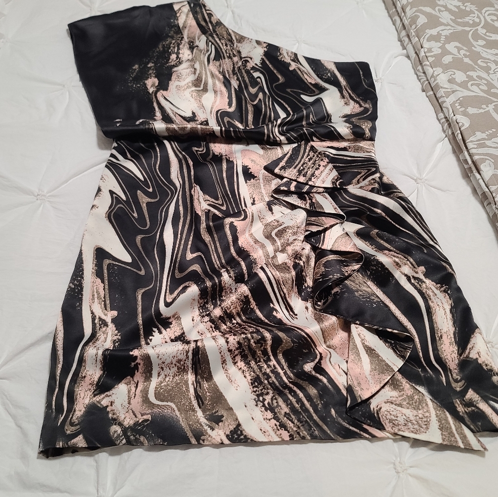 Jessica Simpson Drape Satin Cold Shoulder Dress